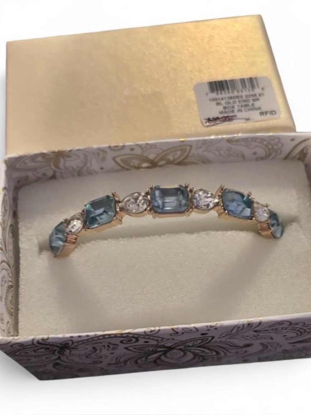 Gold-Tone Bracelet with Blue and Clear Stones